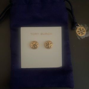 Tory Burch Gold Emblem Stud Earrings | Brand New: Never Worn